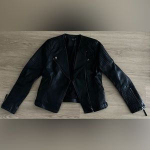 TOPSHOP 4 leather Moto jacket with zippers black